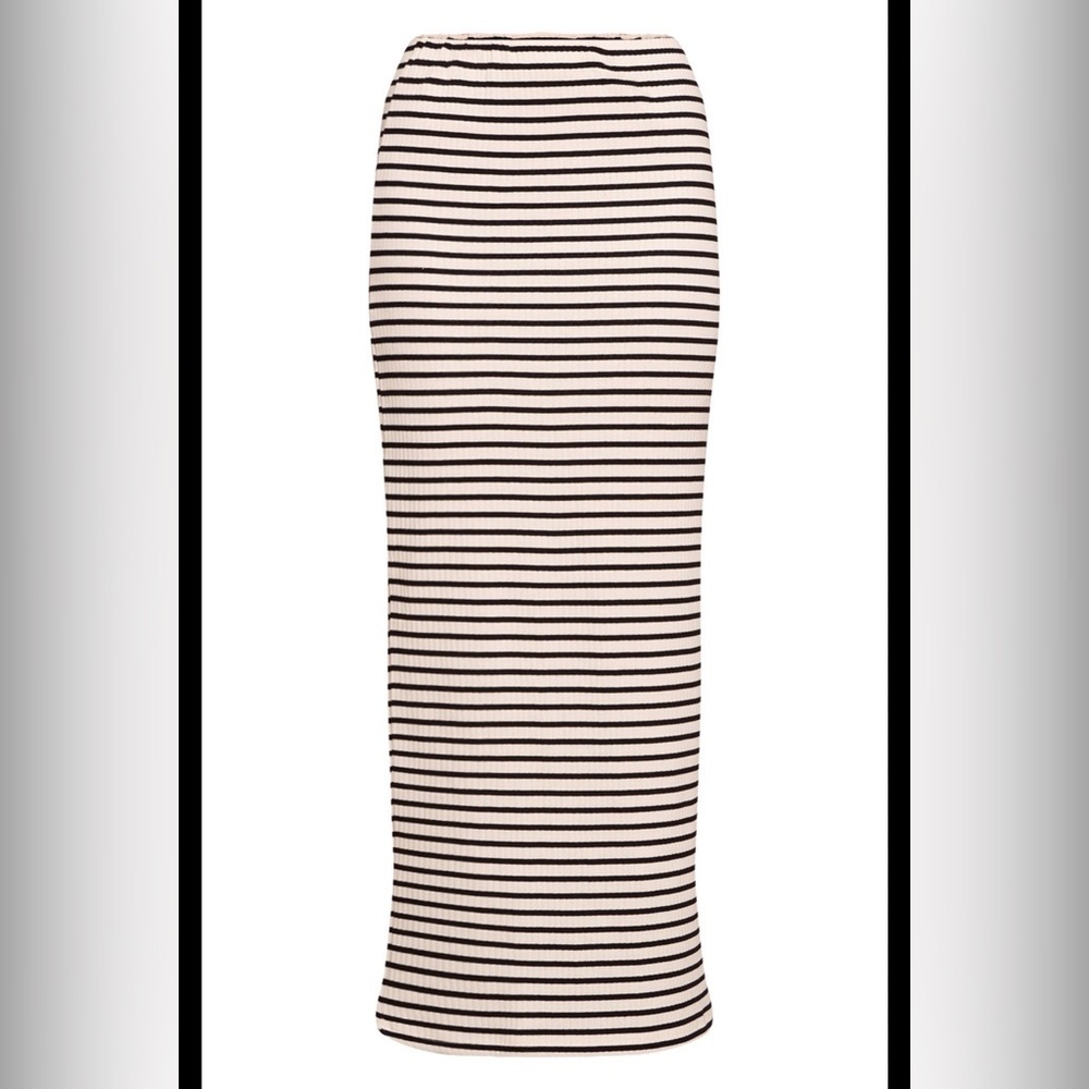 Garage Black and White Striped Pencil Skirt